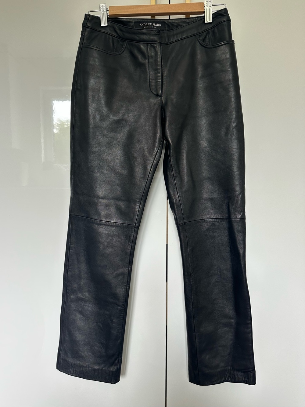 Andrew Marc Black Leather pants small